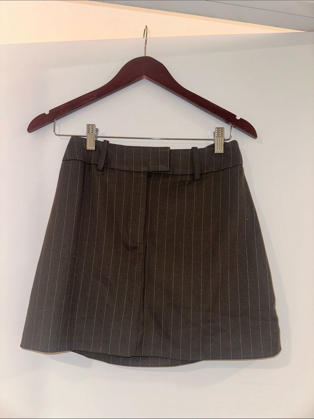 Kookai Brown Pinstripe Mini Skirt